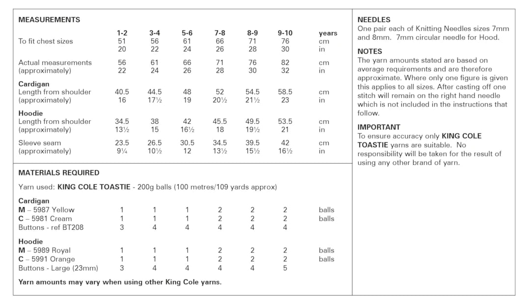 King Cole Toastie Super Chunky Cardigan & Hoodie Pattern 6230