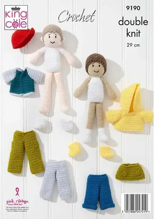 King Cole Big Value DK Dolls Crochet Pattern 9190