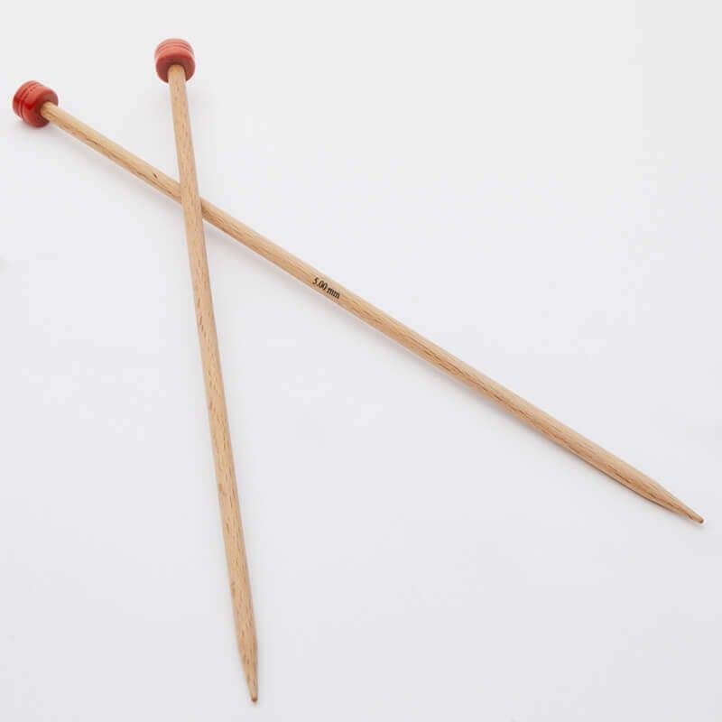 KnitPro Basix Birch Single Point Knitting Needles - 25cm