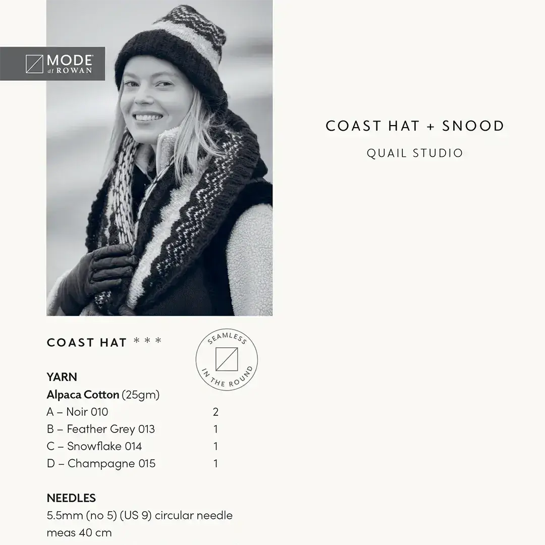 Rowan Mode Coast Hat & Snood Pattern by Quail Studio