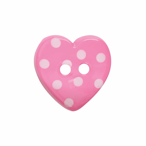 Set of 4 Polka Dot Love Heart Buttons [K788] 15mm