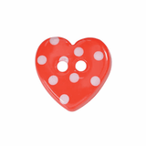 Set of 4 Polka Dot Love Heart Buttons [K788] 15mm