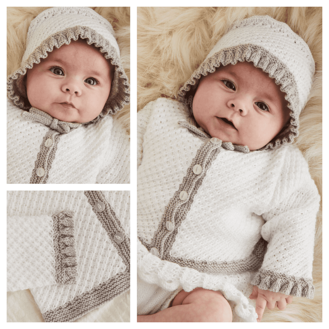 Sirdar Snuggly 3 Ply Ruffle Cardi & Bonnet Pattern 5518