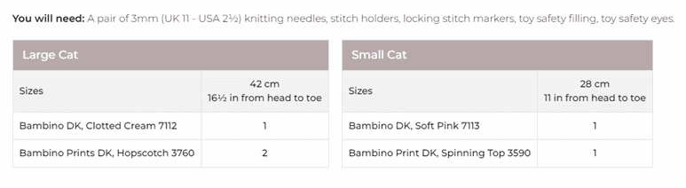 Stylecraft Bambino Prints DK Tara and Tikka the Cat Pattern 10071