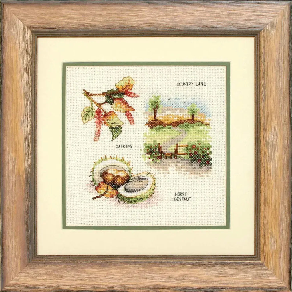 Anchor Country Life Collection Counted Cross Stitch Kit - Autumn Leaves 16 x 16cm
