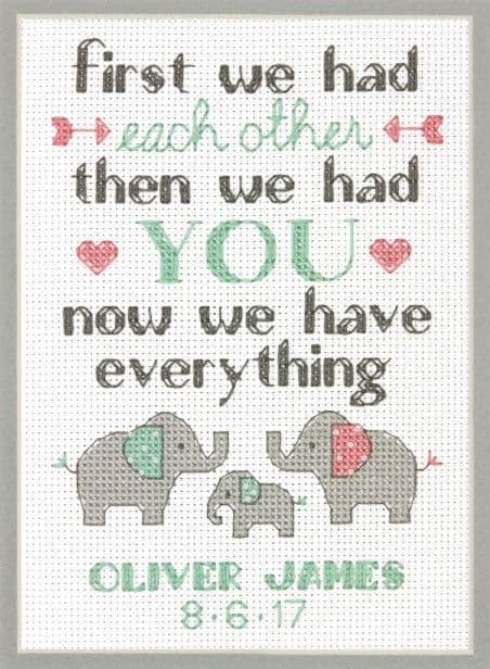Dimensions Family Birth Record Counted Cross Stitch Kit 5" x 7"