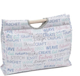 Hobbygift Wooden Handle Haby Words Print Craft Bag