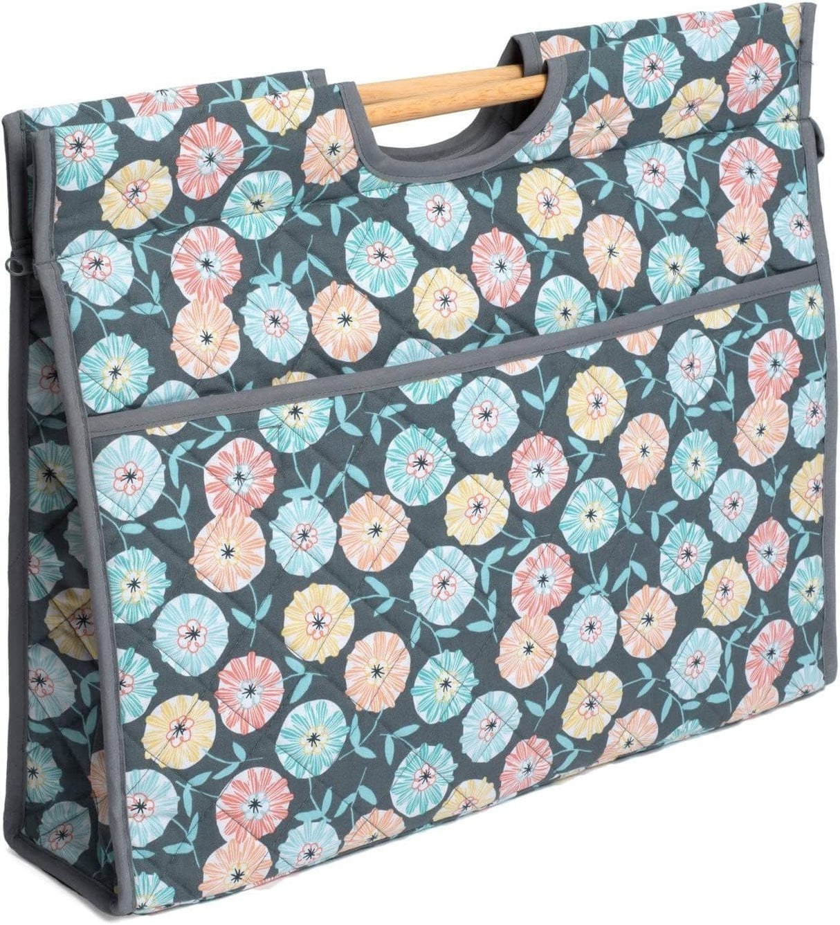 Hobbygift Wooden Handle Imogen Floral Print Craft Bag