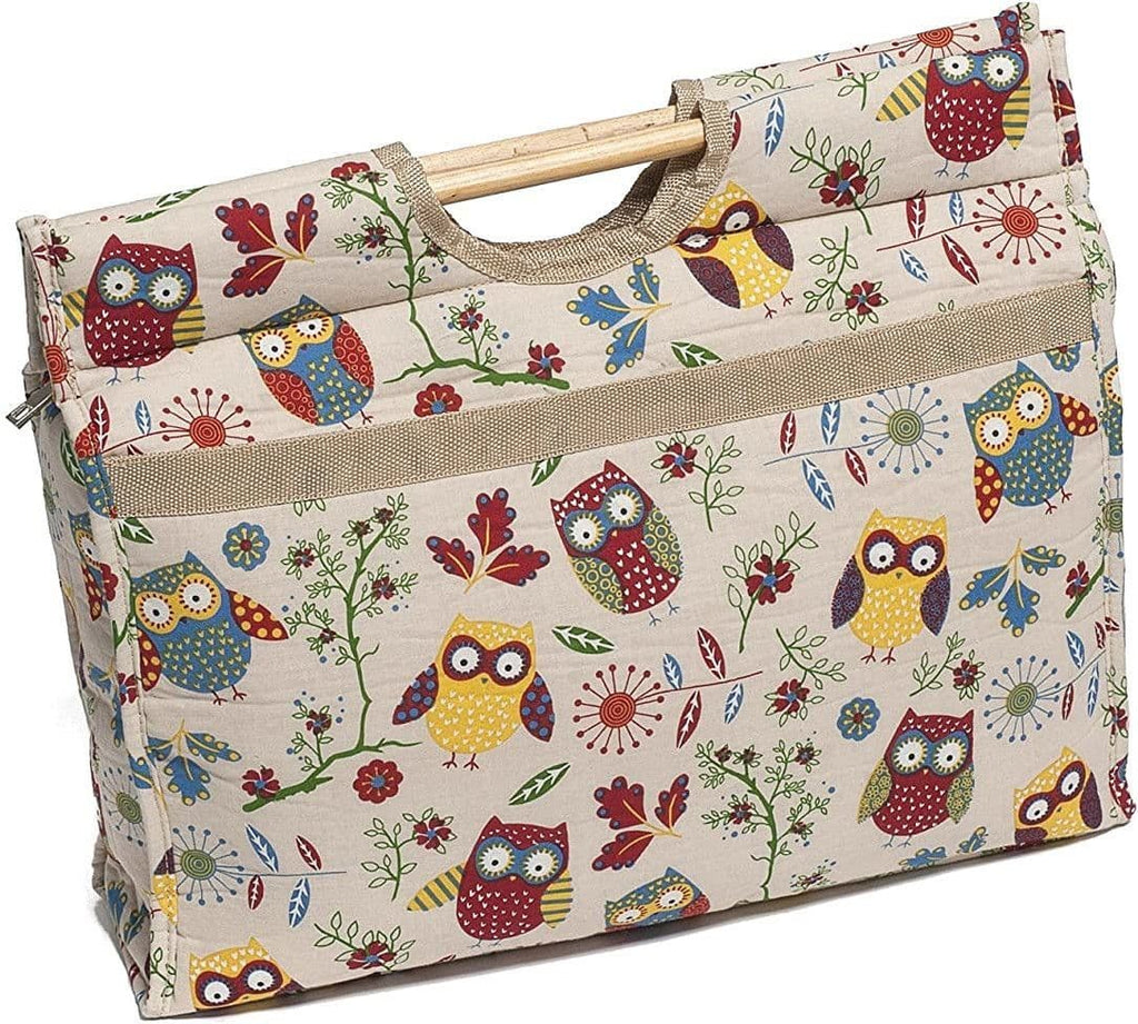Hobbygift Wooden Handle Owl Print Craft Bag