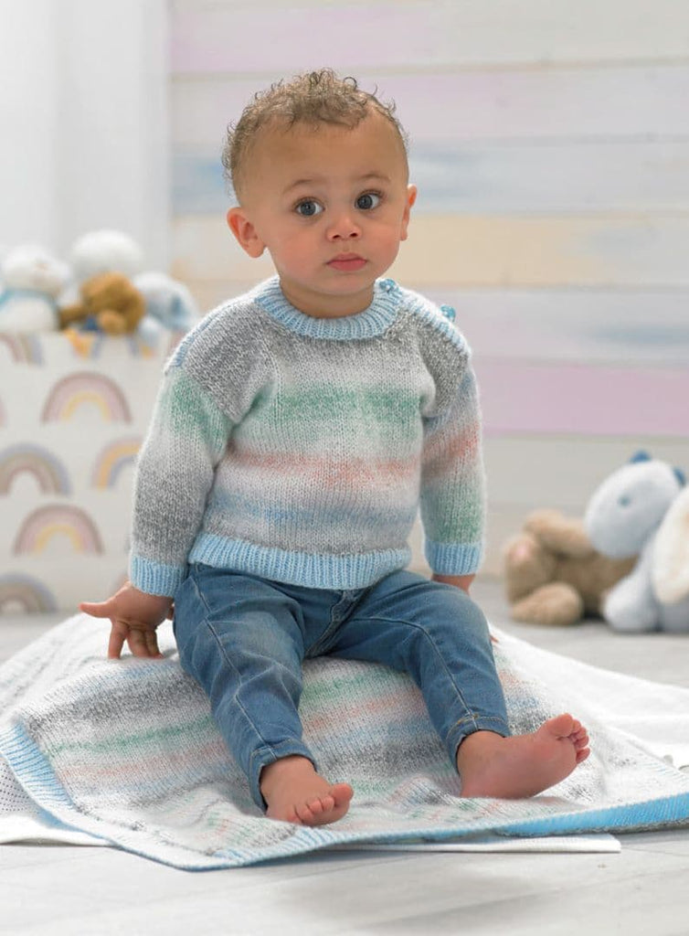 James C. Brett Baby Marble DK Sweater, Blanket & Hat Knitting Pattern JB803