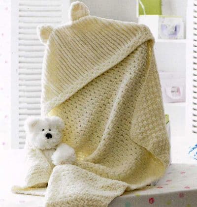 James C. Brett Flutterby Chunky Hooded Blanket Pattern JB174