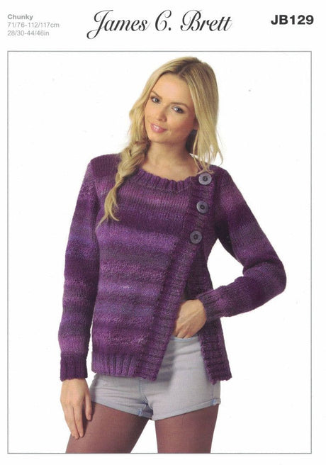 James C. Brett Marble Chunky Cardigan Pattern JB129