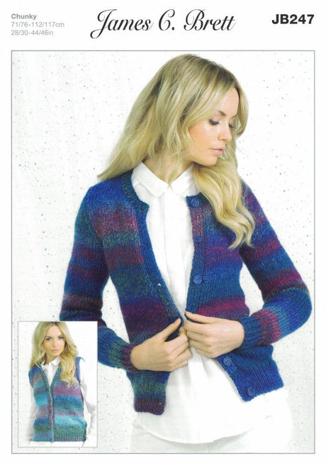 James C. Brett Marble Chunky Cardigan & Waistcoat Pattern JB247