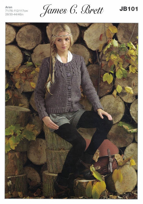 James C. Brett Rustic Aran Cardigan Pattern JB101