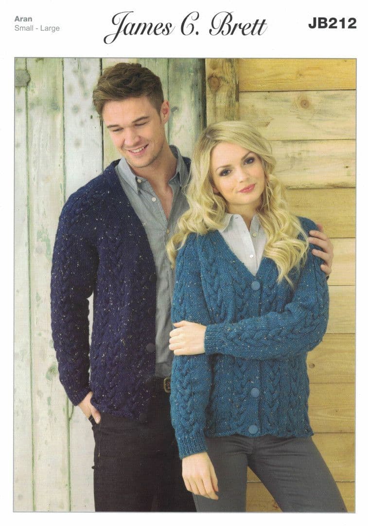 James C. Brett Rustic Aran Cardigan Pattern JB212