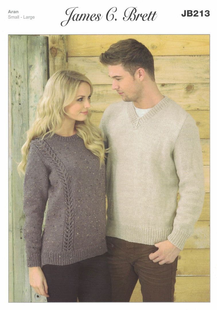 James C. Brett Rustic Aran Sweater Pattern JB213