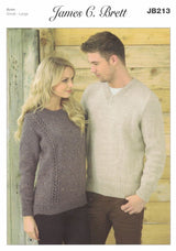 James C. Brett Rustic Aran Sweater Pattern JB213