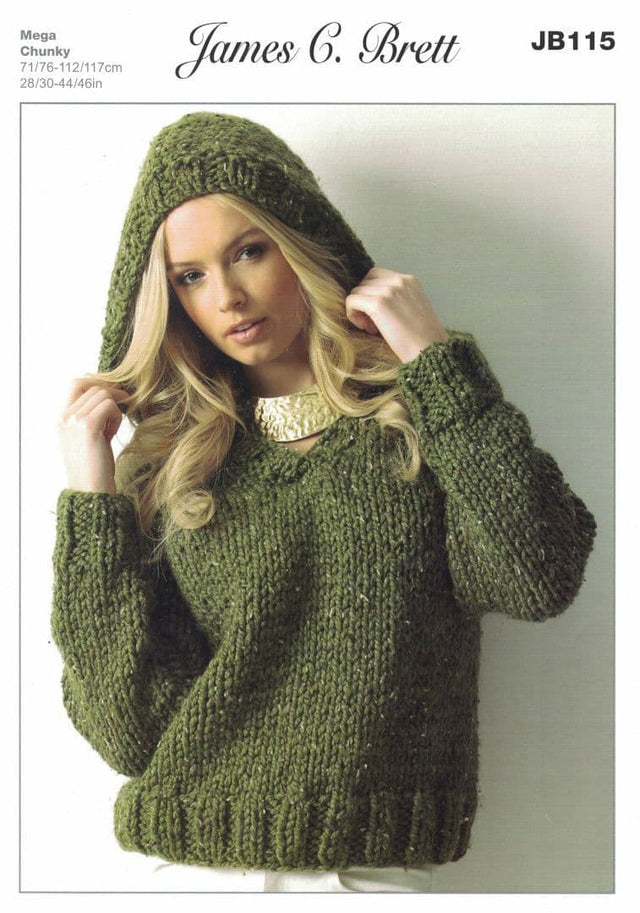 James C. Brett Rustic Mega Chunky Sweater Pattern JB115