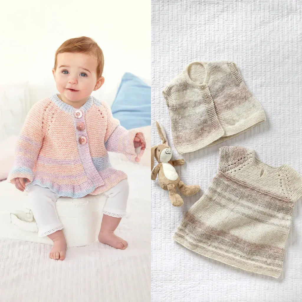 King Cole Baby Pure DK Baby Cardigan, Dress & Gilet Pattern 6012
