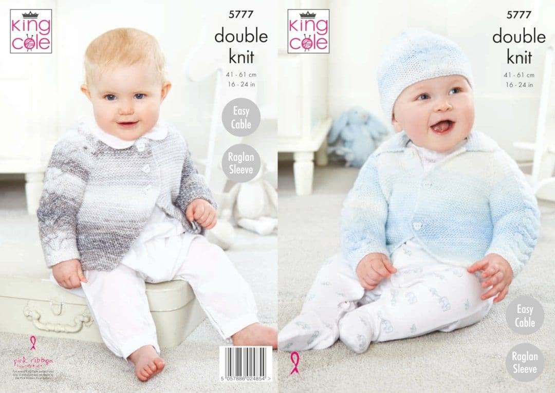 King Cole Baby Pure DK Cardigan & Hat Pattern 5777