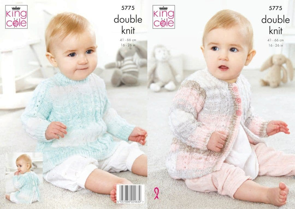 King Cole Baby Pure DK Jumper & Cardigan Pattern 5775
