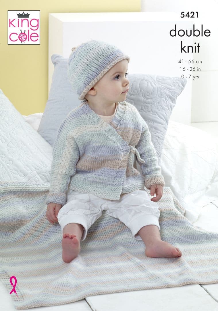 King Cole Beaches DK Cardigan, Hat & Blanket Pattern 5421