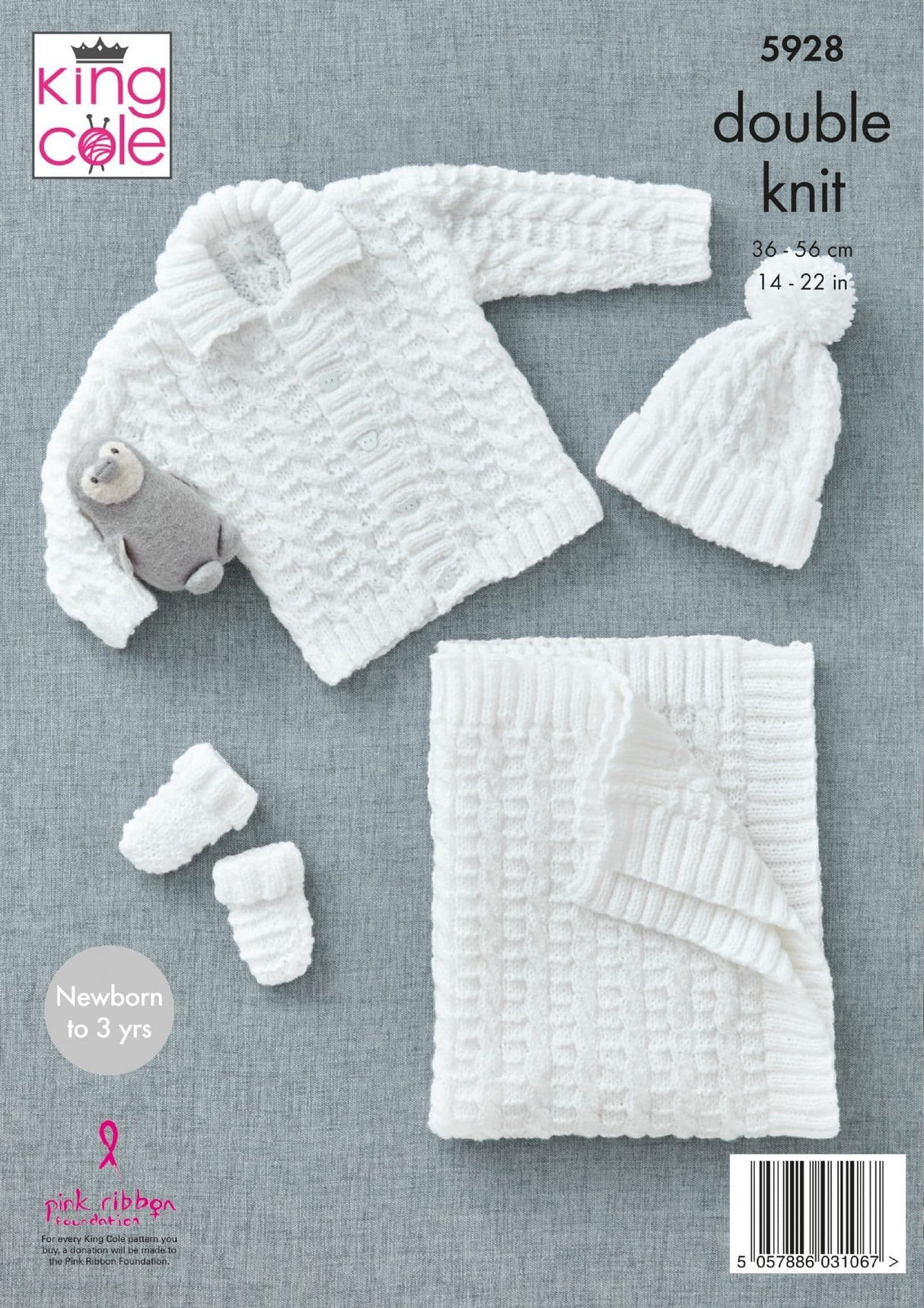 King Cole Big Value Baby DK Jacket, Hat, Mitts & Blanket Pattern 5928