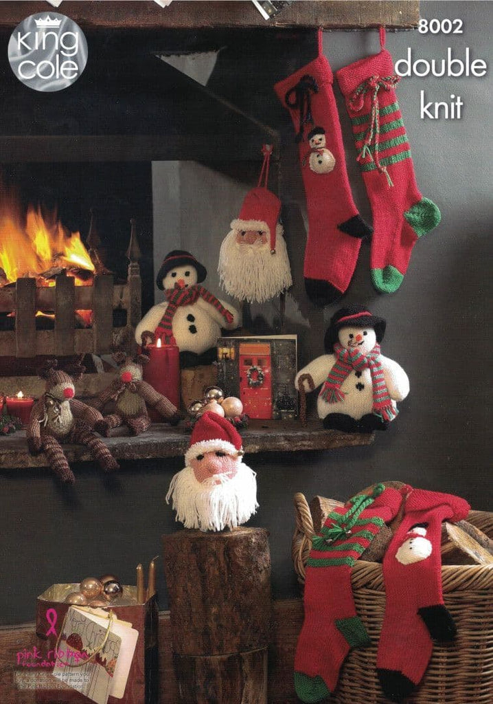 King Cole Big Value DK Christmas Toys & Stockings, Santa, Snowman, Rudolf Pattern 8002