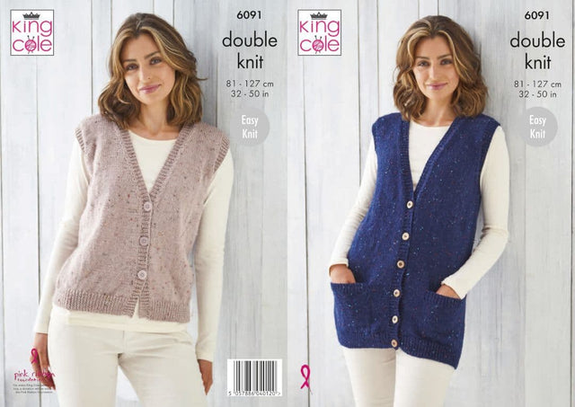 King Cole Big Value Tweed DK Waistcoats Pattern 6091