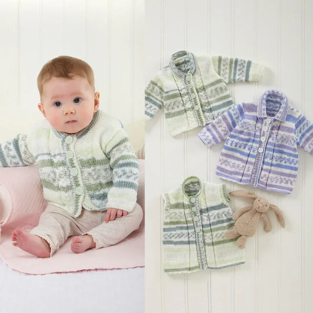 King Cole Cherish DK Baby Jacket, Waistcoat & Cardigan Pattern 6003