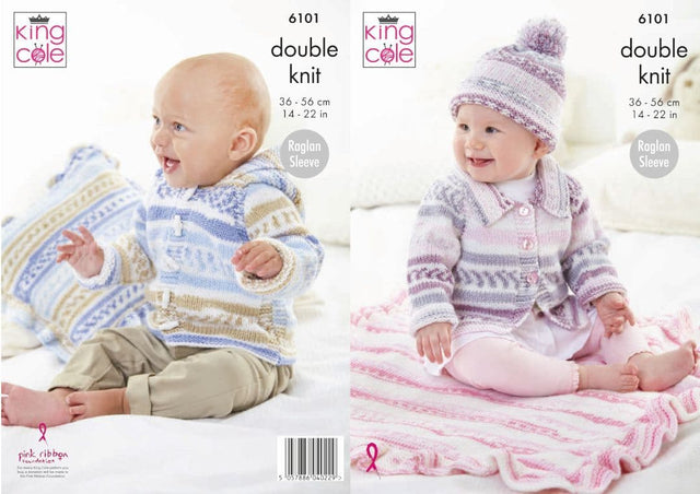 King Cole Cherish DK Jackets, Hat, Blanket & Cushion Cover Pattern 6101