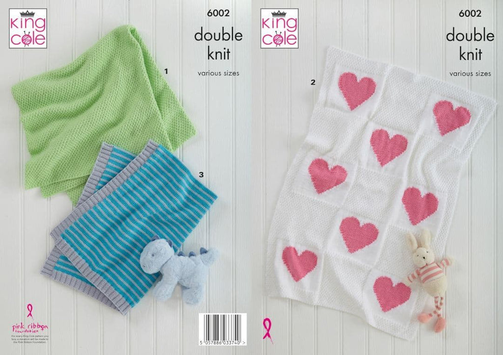 King Cole Cherished DK Baby Blanket Knitting Pattern 6002