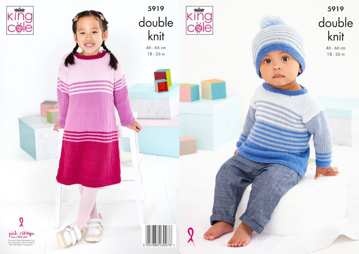 King Cole Cottonsoft DK Dress, Sweater & Hat Pattern 5919