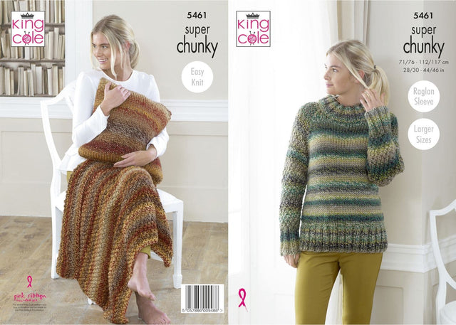 King Cole Explorer Super Chunky Sweater, Cushion & Throw Pattern 5461