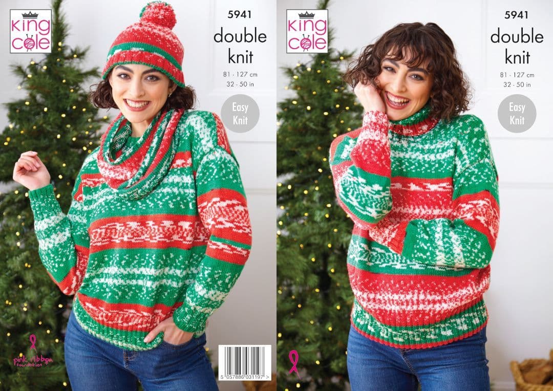 King Cole Fjord Festive Jumper & Hat Pattern 5941