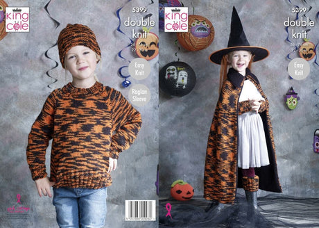 King Cole Glitz DK Halloween Sweater, Cape & Pumpkin Pattern 5399