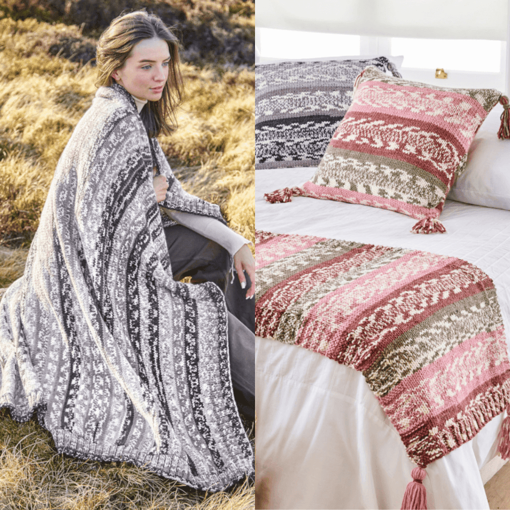 King Cole Nordic Chunky Blanket, Runner & Cushion Pattern 5909