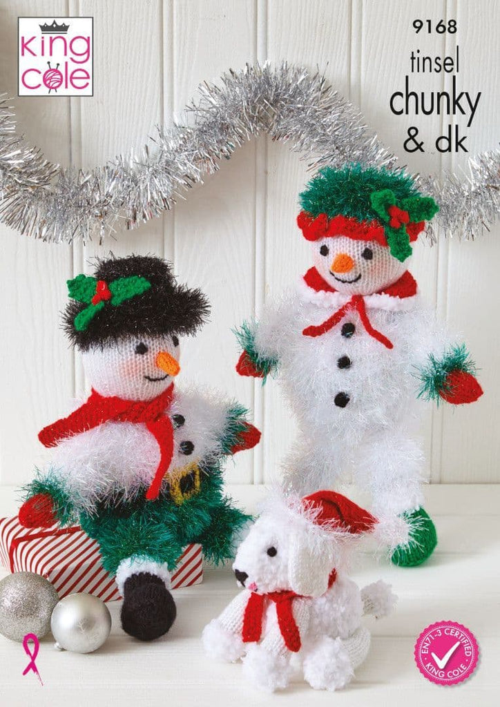 King Cole Tinsel Chunky Mr & Mrs Snowflake Snowmen Pattern 9168