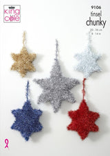 King Cole Tinsel Chunky Pattern 9106 Christmas Tinsel Stars