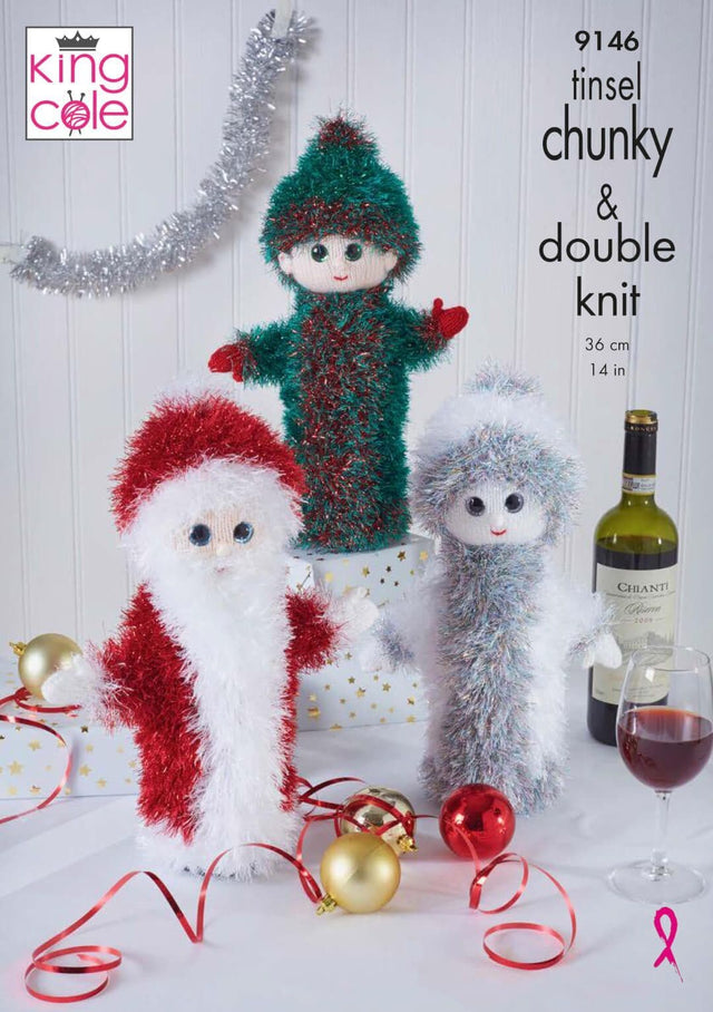 King Cole Tinsel Chunky Wine Bottle Cover Pattern 9146