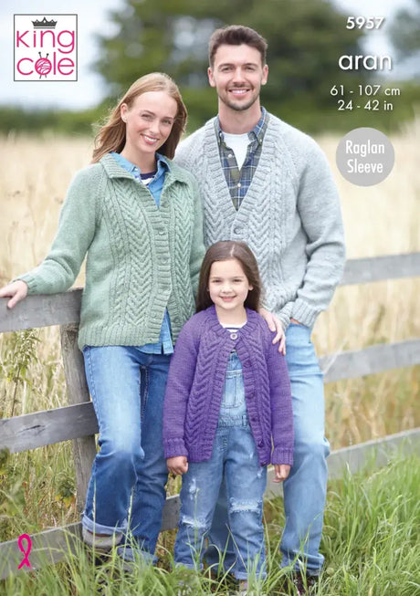 King Cole Wool Aran Cardigan Pattern 5957