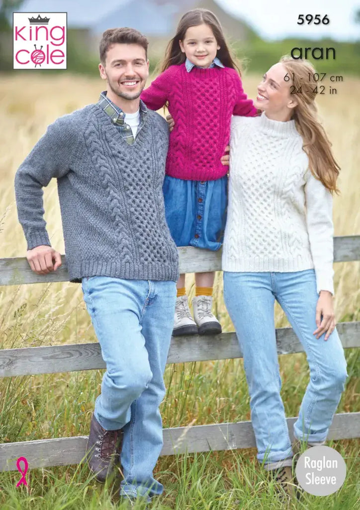 King Cole Wool Aran Sweater Pattern 5956
