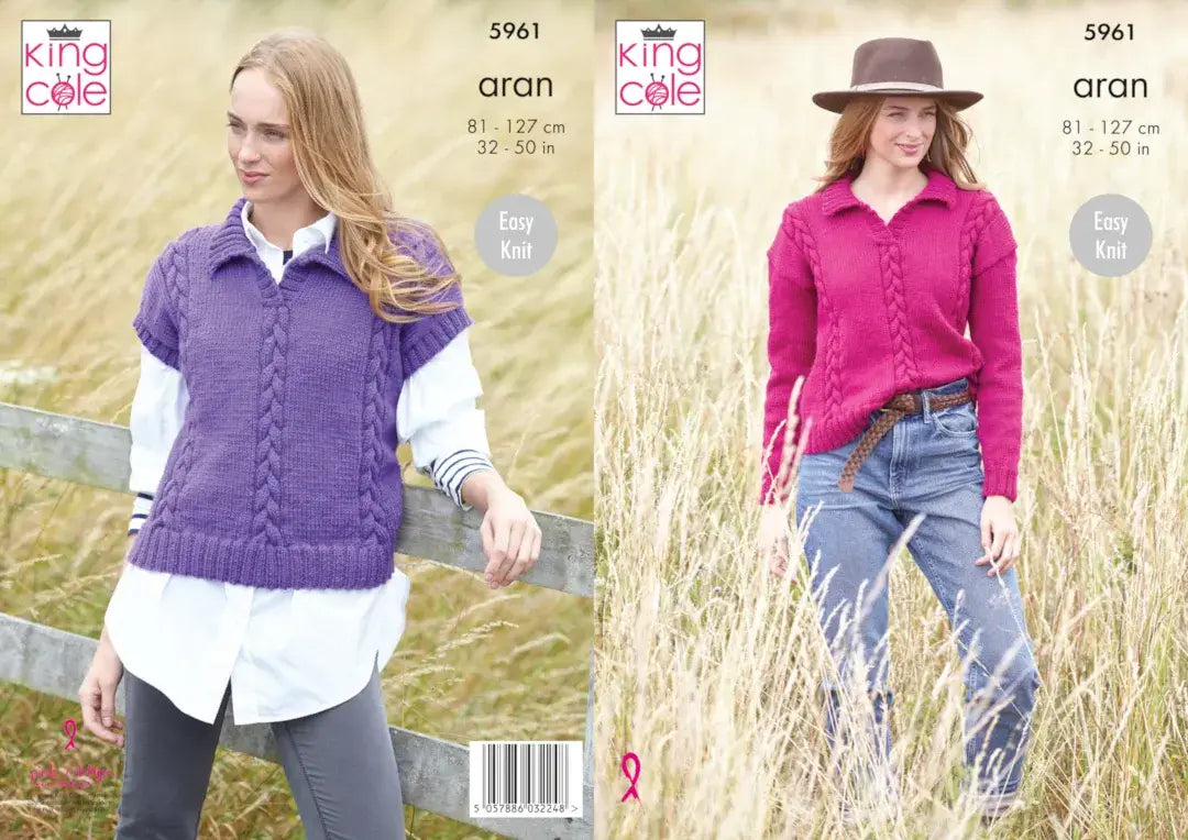 King Cole Wool Aran Sweater & Tank Pattern 5961