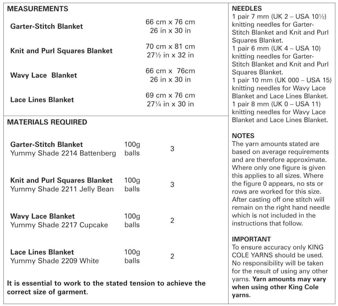 King Cole Yummy Chunky Blankets Pattern 4533