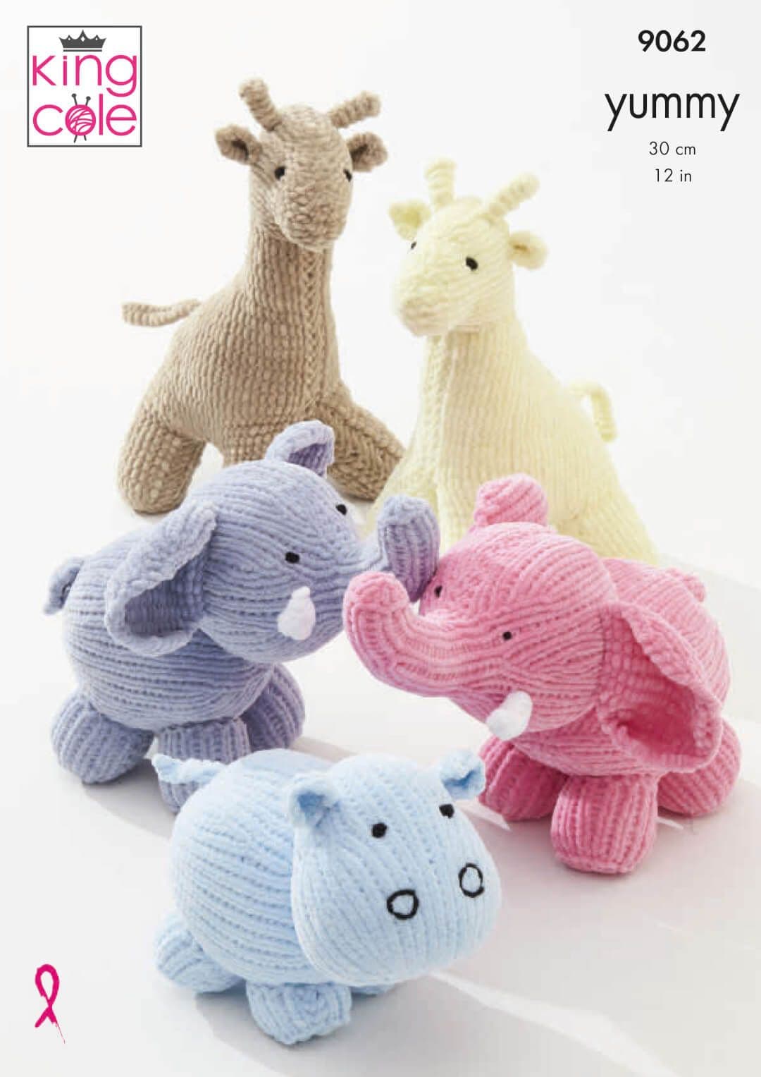 King Cole Yummy Chunky Giraffe, Elephant & Hippo Toy Pattern 9062