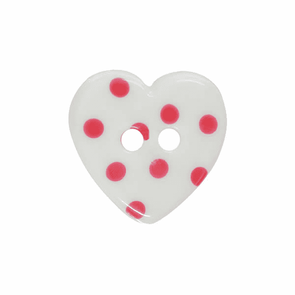 Set of 4 Polka Dot Love Heart Buttons [K788] 15mm