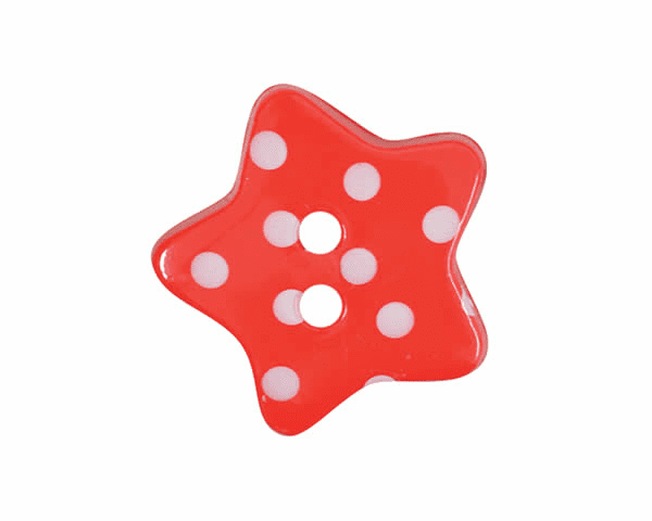 Set of 4 Polka Dot Star Buttons [K788] 18mm