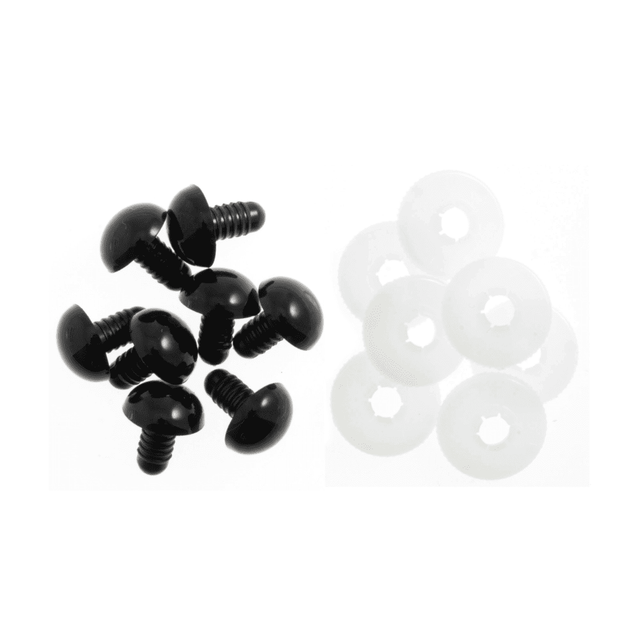 Solid Black Safety Eye 9mm - Set of 6