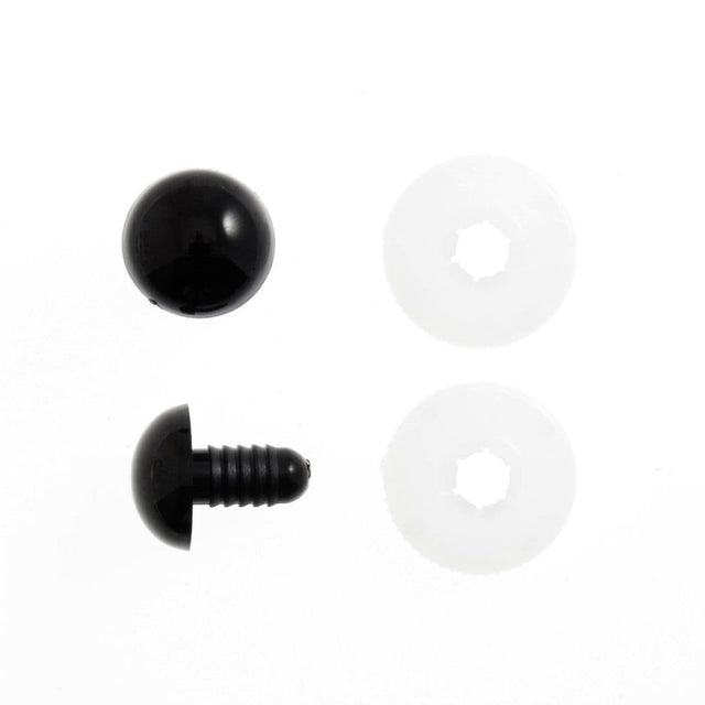 Solid Black Safety Eyes 12mm - Set of 2