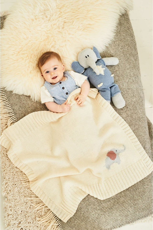 Stylecraft Adam & Astrid Elephant Toy & Blanket Pattern 9854 - PDF Download